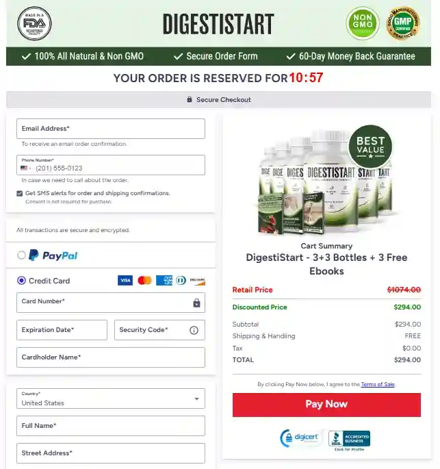 DigestiStart Order Page